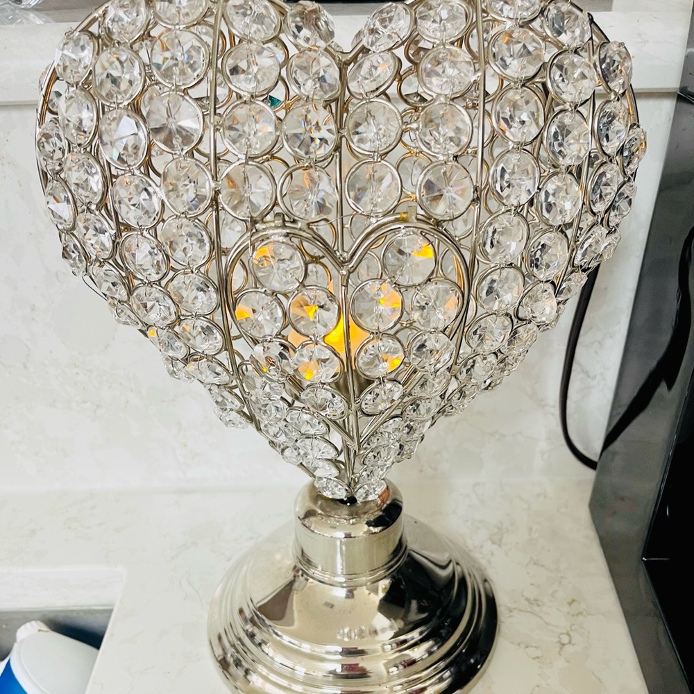 Sparkling Tealight Heart Art Decor - Silver Finish - Picture 2 of 4